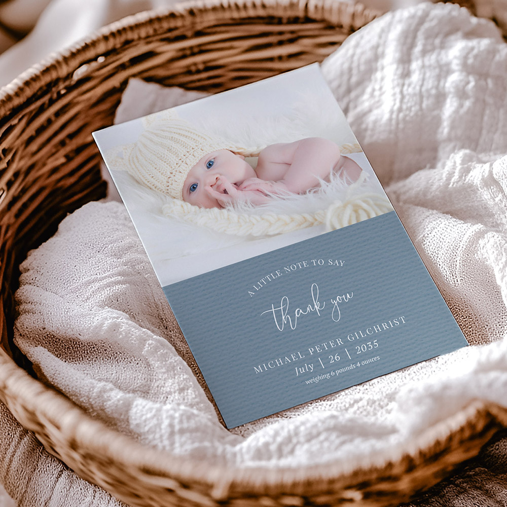 A Little Note – baby thank you card for boys, portrait.