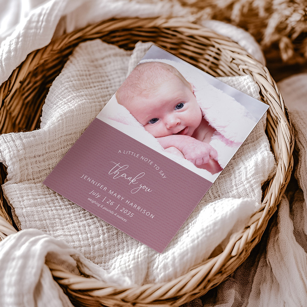A Little Note - Girl, baby thank you for girls. Portrait format.