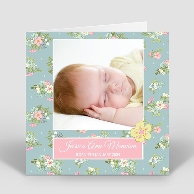 Days Gone By, baby thank you card for girls by Cedar Tree