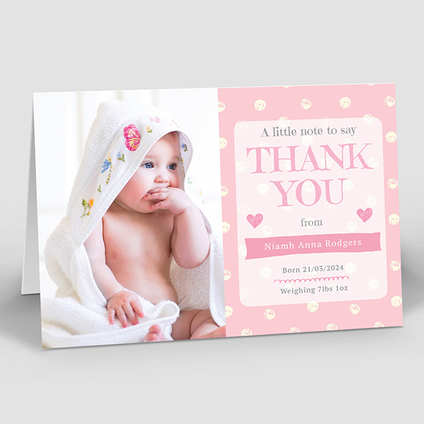 Perfect Polka – Girl, baby thank you card for girls by Cedar Tree