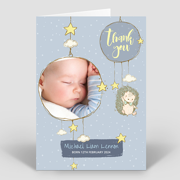 Night Night, baby thank you card for boys by Cedar Tree
