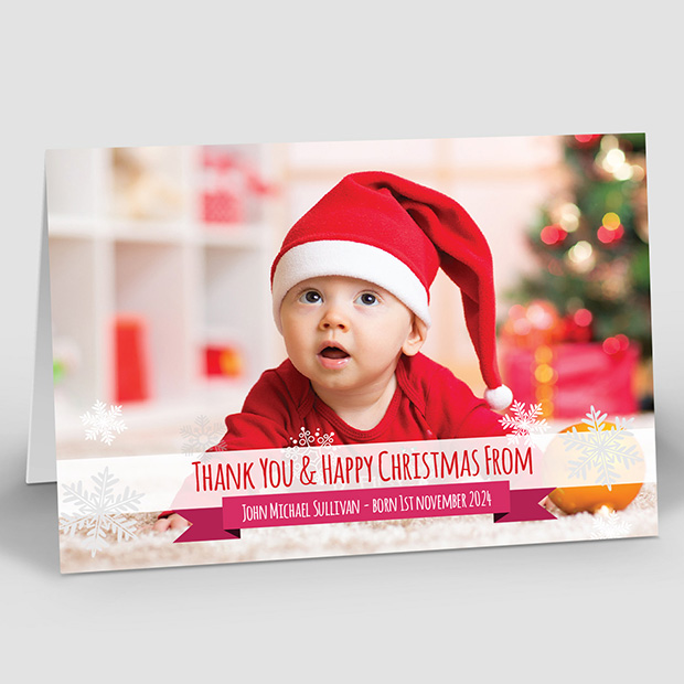 Let It Snow Baby thank you card for boys by Cedar Tree Ireland