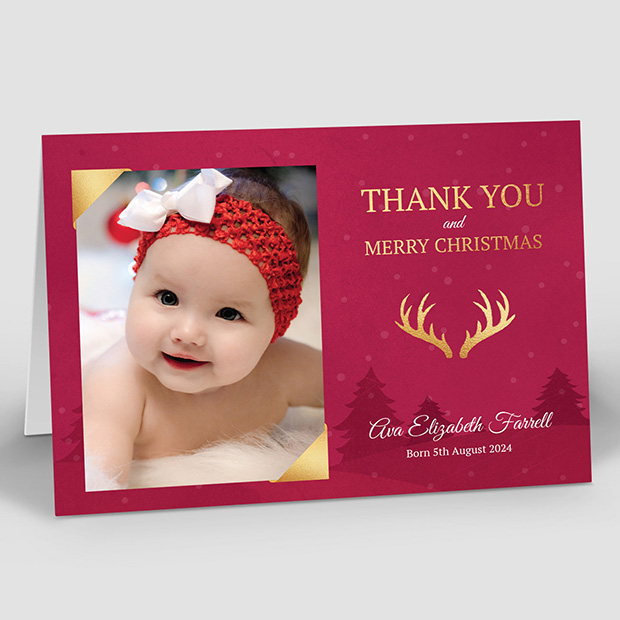 Christmas Eve Baby thank you card for boys by Cedar Tree Ireland