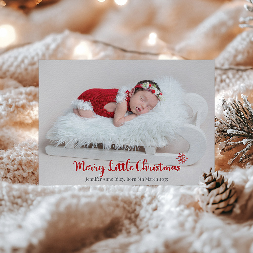Snowflake, Christmas themed baby thank you card