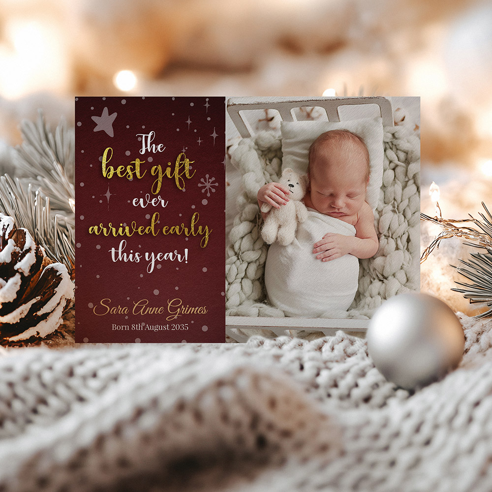 Magical Time, Christmas themed baby thank you card