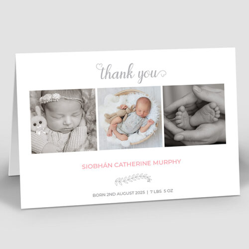 A trí – Girl, baby thank you card for girls