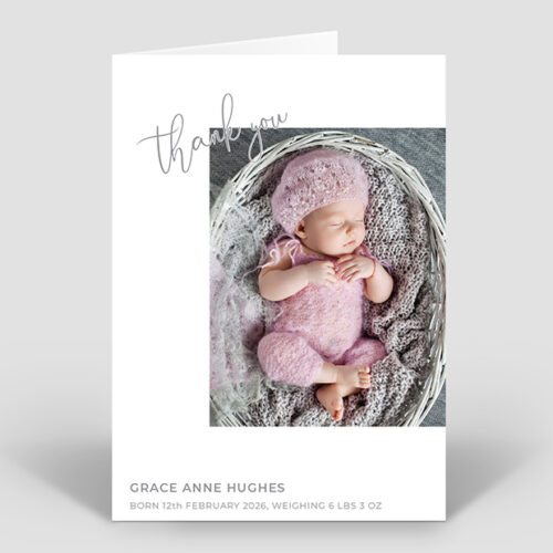 Modern Simplicity - baby thank you card for girls by Cedar Tree
