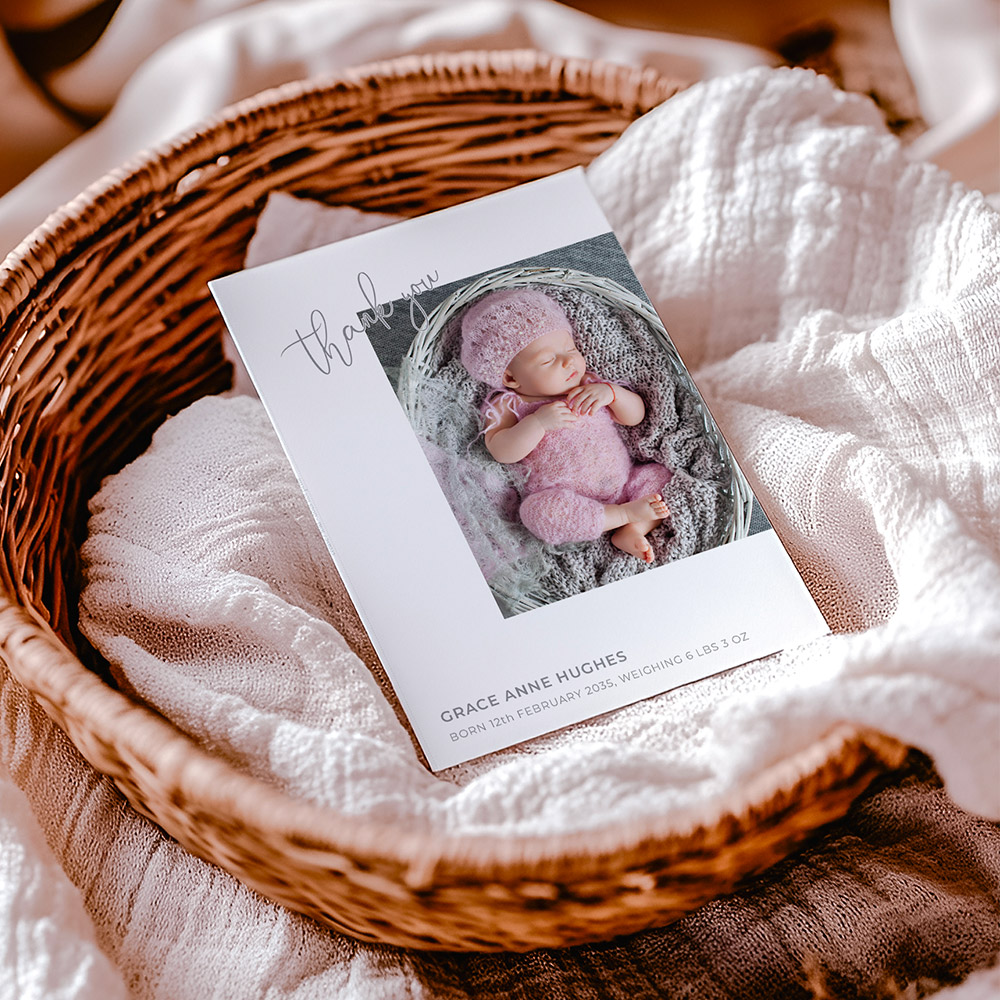 Modern-Simplicity Girl Baby thank you card