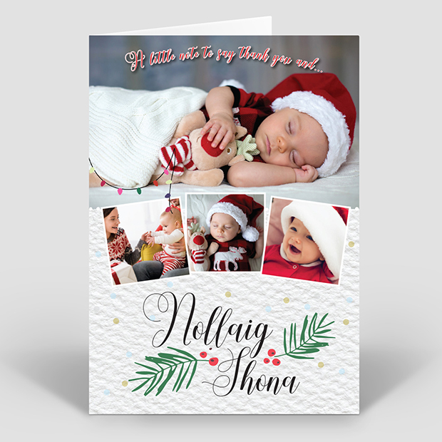 Textured Snow, Christmas themed baby thank you card